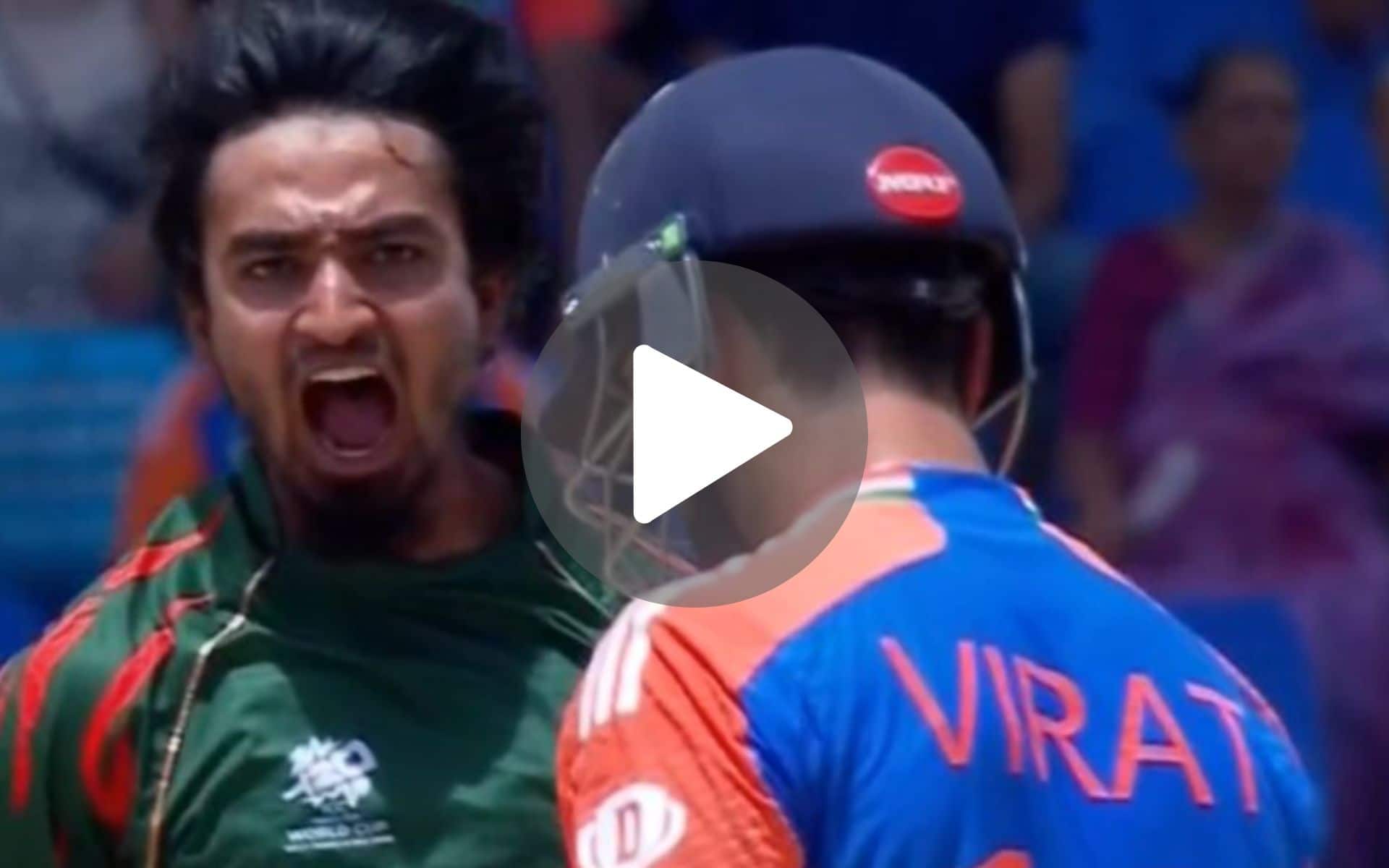 [Watch] Tanzim Hasan Shouts At 'King of Aggression' Kohli As He Breaks His Stumps In A Heartbeat